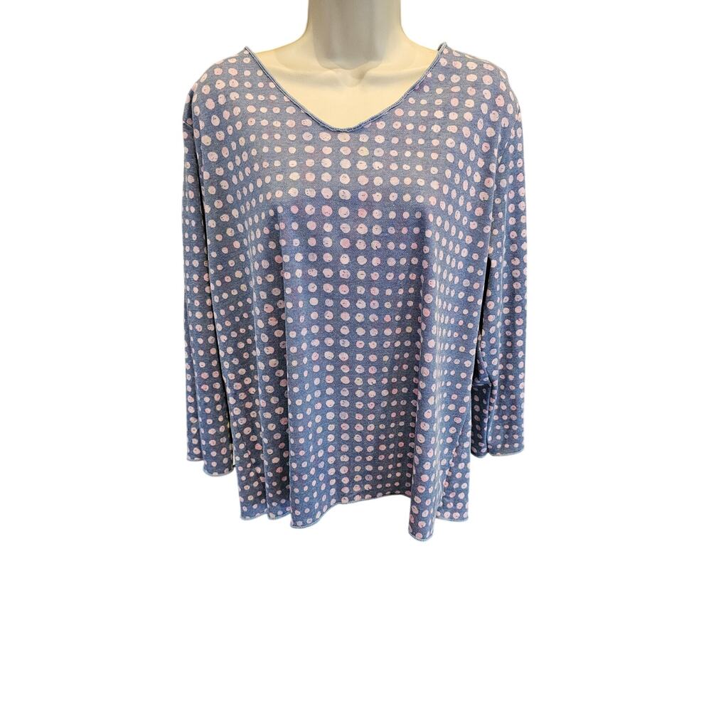 NWT REVERSIBLE Trisha Tyler polka dot watercolor double layer v neck sweater XXL